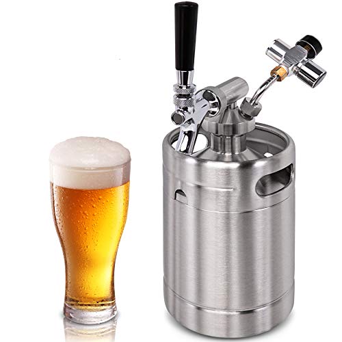 Pressurized-Beer-Mini-Keg-System-64oz-Stainless-Steel-Growler-Tap-Portable-Mini-Keg-Dispenser-Kegerator-Kit-Co2-Pressure-Regulator-Keeps-Carbonation-for-Craft-Beer-Draft-and-Homebrew-NutriChef