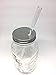 2 Glass Mason Drinking Jars with 2 Straw Hole Lids, 2 Glass Straws (10