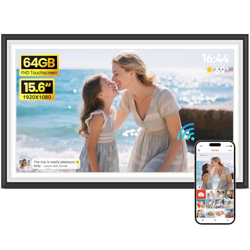Photo 1 of BIGASUO Digital Picture Frame Frameo 15.6" WiFi Electronic Photo Frames Large with 64GB Memory 1920x1080 IPS FHD Touch Screen Share Moments Instantly Anywhere Photo Gifts for Parents and Grandparents