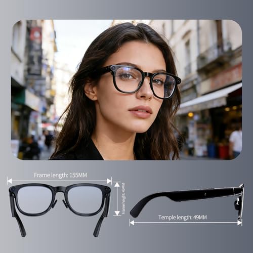 Comforniture AI Smart Glasses with 4K Camera, 8MPW Anti-Shake Bluetooth Glasses, 1080P Video Recording Dual Mic Noise Reduction, Real Time Translation&Simultaneous Interpretation
