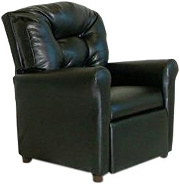 Dozydotes Black Leather Child Recliner with Cup Holder DZD9774