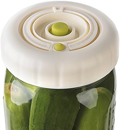 Pickle Lid - Maintenance Free Waterless Airlock Lids for Mason Jar Fermentation, Homemade Real Pickles, Sauerkraut, Kimchi. Mold Free, BPA Free - WIDE MOUTH, 3 LIDS, 1 PUMP