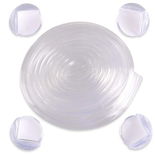 Cunina Transparent Table Edge Furniture Guard Corner Protectors Baby Safety Bumper Strip 1 Rolls 20ft(6m) with 4 Pack Baby Proofing Corner Guards