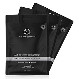 The Man Company Charcoal Face Sheet Mask – 25 ml (Pack of 3) | Anti-Pollution,Unclog pores