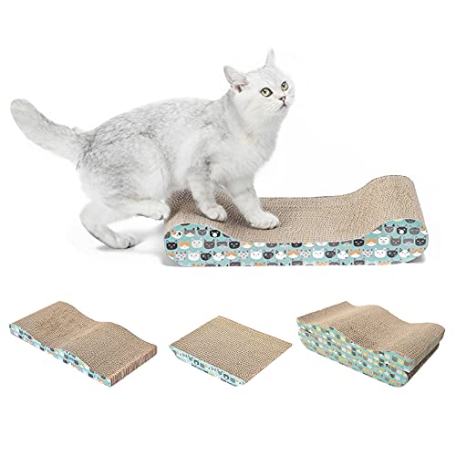 RUMUUKE Cat Scratcher Pad Cardboard Lounge Bed Corrugated Scratching Pad with Catnip 3 Packs