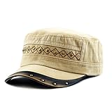 The Hat Depot Light Weight Cotton Leather Accent Beaded Washed Cap Hat