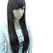 MelodySusie Dark Brown Long Straight Wig for Women, 31 inches Silky Long Straight Wig with Bangs Synthetic Wig Hair Halloween Heat Resistant Natural as Real Hair with Free Wig Cap, Dark Brown