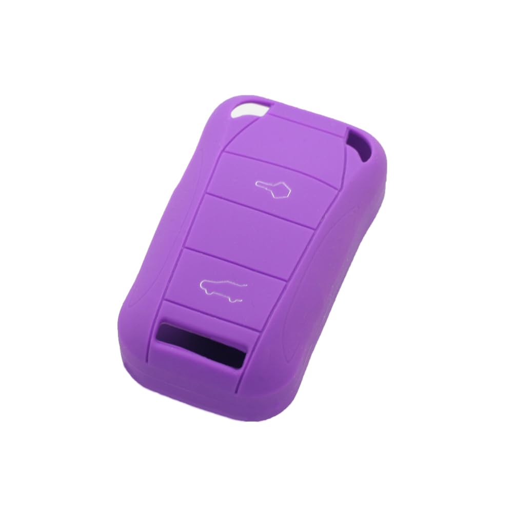 BROVACS Silicone Cover Protector Case Holder Skin Jacket Compatible with PORSCHE 2 Button Flip Remote Key Fob CV9921 Purple