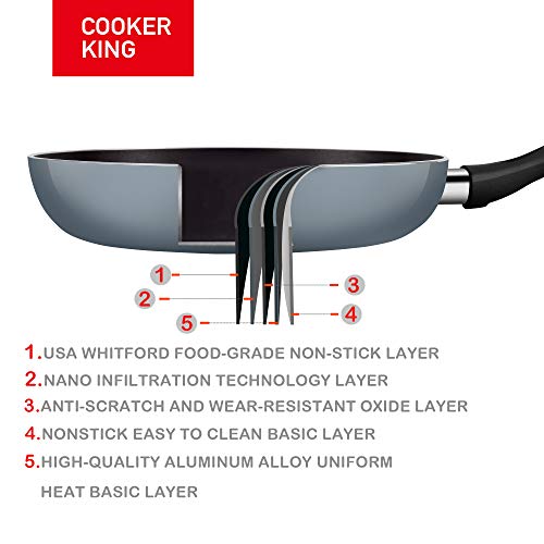 COOKER KING 10 Inch Nonstick Frying Pan PFOA/Toxin Free, Induction