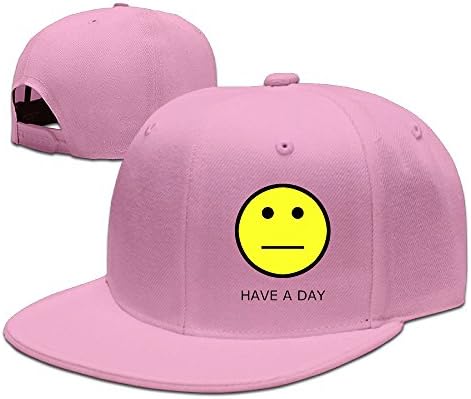 ZOENA Emoji Have A Day Cotton Hats Rowing Snapback Hat For Outdoor Sports Pink