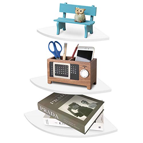 GOTOTOP Corner Wall Shelves, 3Pcs Wall-Mounted Storage Display Rack Bookshelves Home Kitchen Office Decor