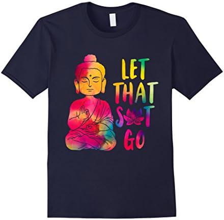 Mens LET THAT SH GO BUDDHA SHIRT Small Navy