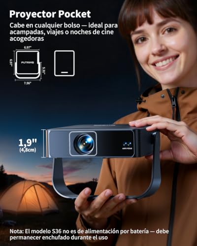 Portable Projector 【Netflix Ready+Direct TV】 Projector 4K App Integrated Auto Focus/Keystone 1080P FHD Native with HDR10, 330° Rotation WiFi Bluetooth Mini Projectors Projector Home Cinema/Outdoor
