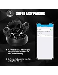 Auriculares inalámbricos Letsfit Bluetooth 5.0, auriculares intrauditivos auténticos inalámbricos, 20 horas de tiempo de reproducción, graves profundos, sonido estéreo 3D, auriculares Bluetooth con micrófono integrado, estuche de carga portátil