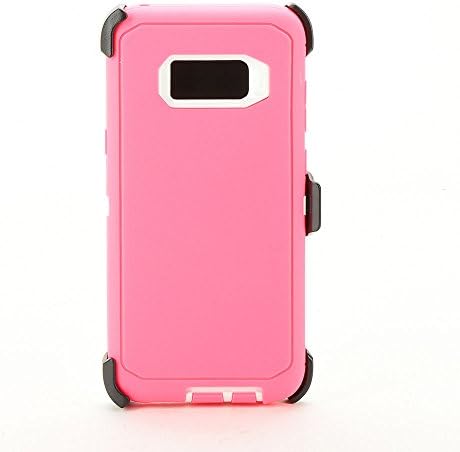 Galaxy S8 PLUS Case, 3-Layer Protection Military Grade Rugged Shockproof Defender Case for Samsung Galaxy S8+ Models (With Belt Clip Holster) (Pink/White)