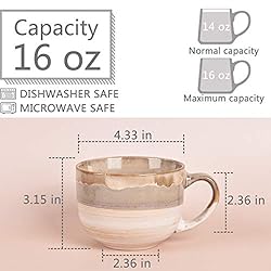 Bosmarlin Large Ceramic Coffee Mug Set of