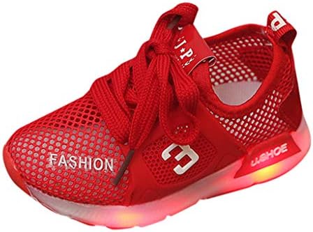 Kids Boys Girls Mesh Breathable LED Light up Walking Shoes,Lightweight Luminous Sneakers
