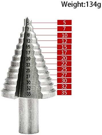 Metal Plating Step Drill Bit, Double Slot Cone Cutting Drill Titanium Step Drill Bit (5mm-35mm),High Speed Steel Cone Drill with Titanium Coating for Wood, Stainless Steel, Sheet