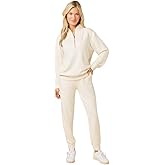 Softies Quarter Zip Jogger Lounge Set for Women Ultra Soft 2 Piece Loungewear with Zip Pullover Top and Jogger Pants