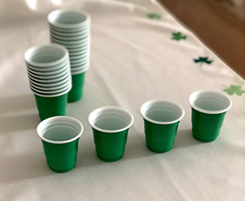 Shot Glasses - 250 Pack Mini 2oz Plastic Disposable Green Shot Glasses for St Patrick's Day