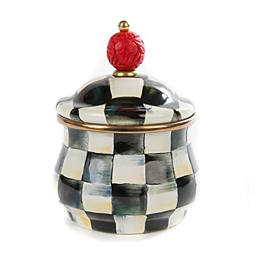 Click Here to See More Images MacKenzie-Childs Enamel Lidded Sugar Bowl-Courtly CheckÂ