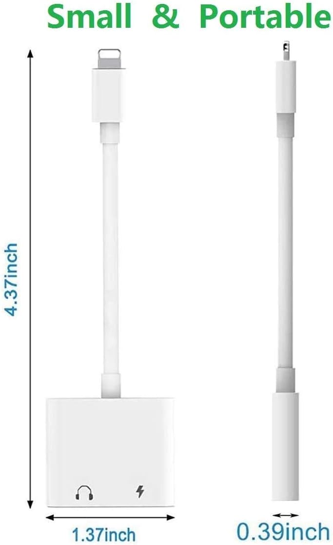 [Apple MFi Certified] Headphone Adapter for iPhone,2 in 1 Lightning to 3.5mm Headphone Audio Splitter Adapter AUX Connector Charger Cable Compatible with iPhone 12/12 Pro/11/XS/XR/X 8 7/iPad: Electronics