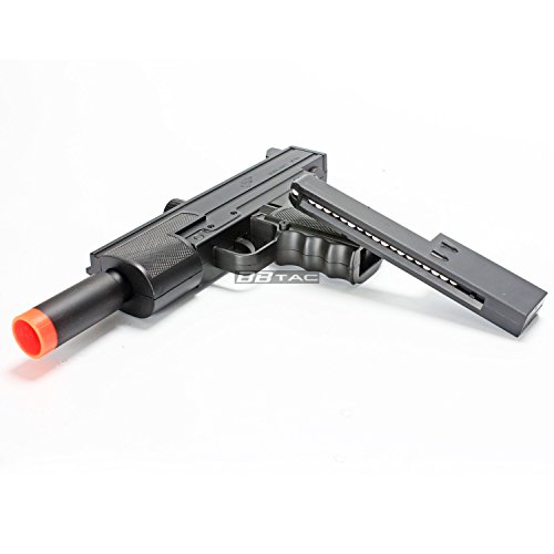 bbtac airsoft pistol uzi style spring loaded cock and shoot single shot