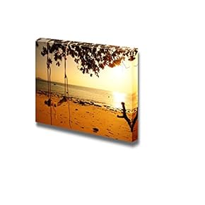 Canvas Prints Wall Art - Beautiful Scenery of Sunrise on The Beach | Modern Wall Decor/Home Decoration Stretched Gallery Canvas Wrap Giclee Print. Ready to Hang - 12" x 18"