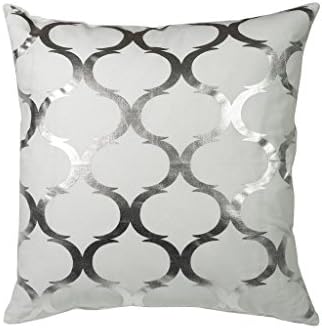 Urban Loft by Westex Foil Square Silver/White Sofa Cushion Decorative Throw Pillow Cover, 20 x 20"