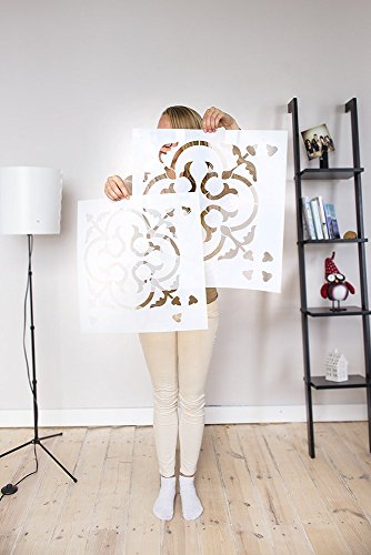 Scandinavian Tile Wall Stencil for Painting - Expedited 3 Days Delivery - Wall Accent - Reusable Template - Large Mylar Washable Plastic - Repeatable Pattern for Bedroom Décor