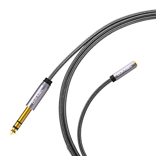 DuKabel TopSeries Long 6.35mm (1/4 inch) to 3.5mm (1/8 inch) Headphone Jack Adapter -8ft (2.4m) 1/8 Female to 1/4 Male Extension Cable 3.5 to 6.35 for Mixer Guitar Piano Amplifier Speaker and More
