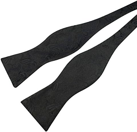 Alizeebridal Fashionable Stripe Plaid Polka Dot Jacquard Self Bow Tie (Black)