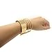 Yueton Stainless Steel Smooth Hollow Hoop Open Ended Wide Cuff Bangle Bracelet Thin Jewelry Hammered Bunch Cuff Bracelet Bangle (Golden)