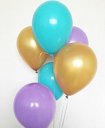 Hkballoons Gold Purple Aqua Blue Balloon Latex Balloons Party