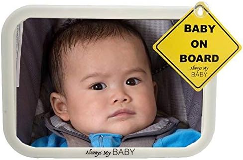 Baby Mirror for Car - Glow in The Dark - Convex Shatterproof Glass - Safety Accessory - Fully Assembled - Mirror to See Baby in Rear Infant Car Seat - Matte Finish - Crash Tested