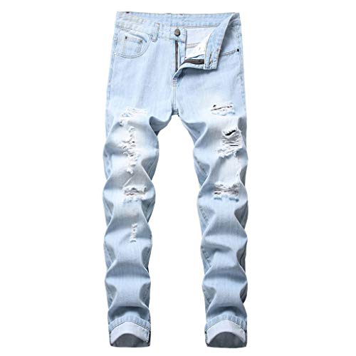 Classic Jeans Mens New Elastic Stretch Ripped Personality Denim Pants Trousers - Thumbnail 6