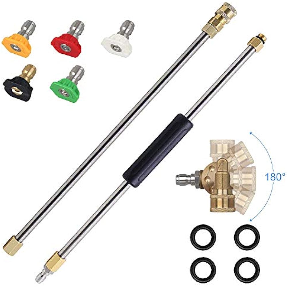 Pressure Washer Extension Spray Wand 4000 Psi 5 Tips 180 Degree
