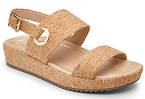 Vionic Women's Louise Platform Sandal - Ladies Flatform Sandals Concealed Orthotic Support Cork 8 Medium US