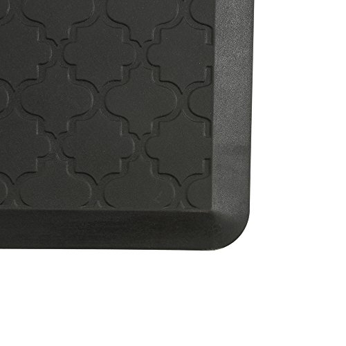 EverGrace Comfort Floor Mat Lattice Pattern PU Anti-fatigue Kitchen Rug Standing Mat for Kitchen or Office Desk, W20 x L30 x H3/4" (Black)