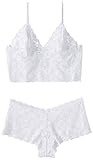 Escante Women's Lace Cami Set, White, Medium