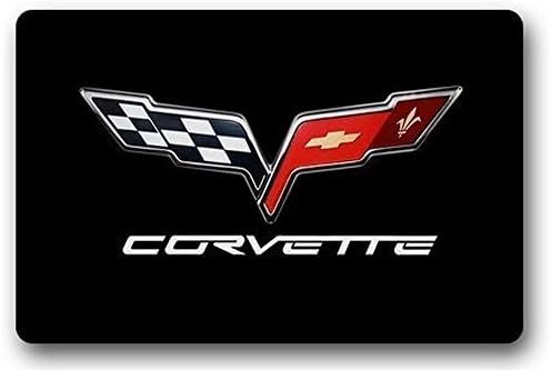 Heymats Corvette Logo Custom Outdoor/Indoor Doormat Personalized Design Machine-Washable Neoprene Rubber Doormat 23.6 x 15.7 Inches