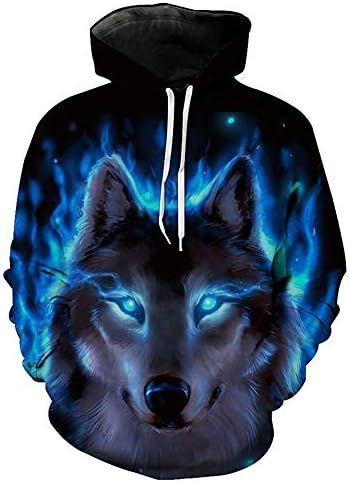 Hycsen 3D Hoodies Lion 3D Printed Sweatshirt Snow Lion Hoodies Sweatshirt