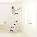 Delxo Lightweight Aluminum 4 Step Ladder with Tool Tray Folding Step Stool Stepladders Home and Kitchen Step Ladder Anti-Slip Sturdy and Wide Pedal Ladders 300lbs Capacity Space Saving (4 feet)