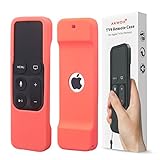 Akwox Light Weight [Anti Slip] Shock Proof Silicone Cover for New Apple Tv 4th / 4k Generation Siri Remote Controller (Watermelon red)