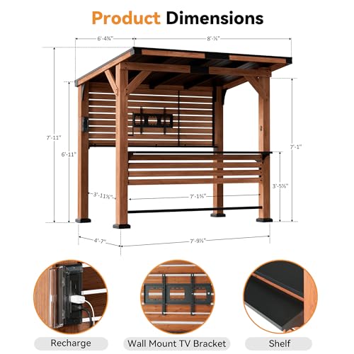 MODERNSHADE Cedar Bar Gazebo Review: 6.5x8 ft Outdoor Entertainment Center with TV Mount image 20