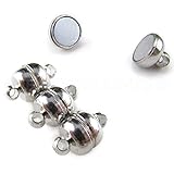 8 CleverDelights Magnetic Jewelry Clasps - Shiny Drum Style - Silver Color - Necklace Magnet Converter