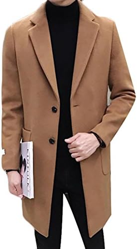 Cruiize Mens Outwear Overcoat Two Button Lapel Wool Long Outwear Pea Coat