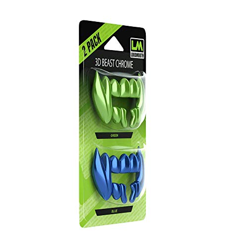 Loudmouth 3D Chrome Beast Blister Pack for Football Mouth Guard (3D Chrome Beast Blister - Blue/Green)
