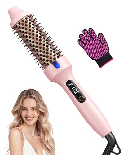 Haokoo Thermal Brush - Thermal Brush 38 mm for Salon Styling in 8 Mins, Ionic Curling Brush Reduces Frizz by 70%, 6 Temperature Levels Suitable for All Hair Types, Double Tension for Travel, Home
