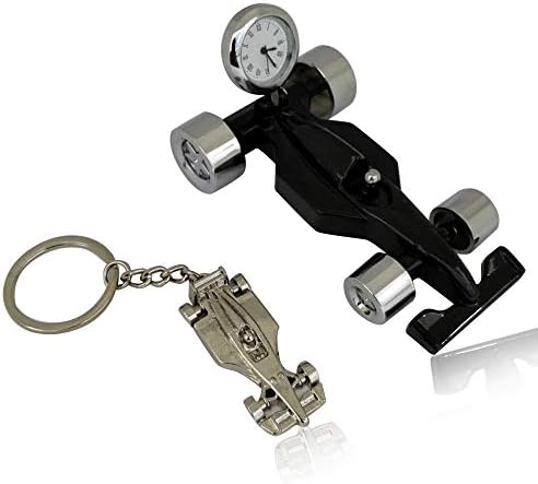 Jaycoknit Metal Super Car Desk Clock, Key Chain Premium Corporate Gift Set,Gifts (Pack of 2,Black)
